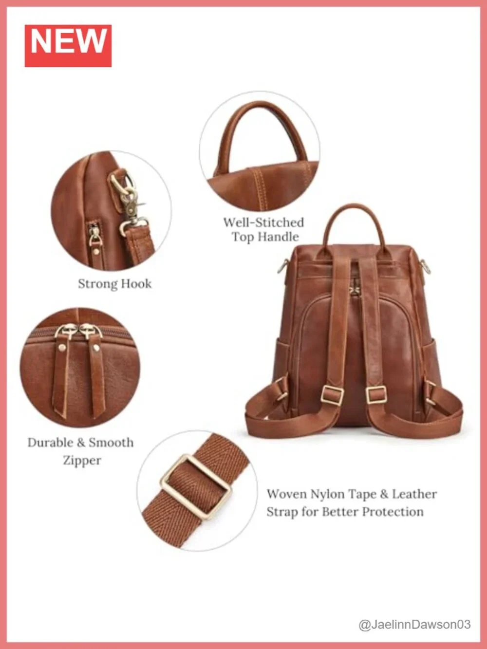 Genuine Leather Women's Backpack Purse Anti-Theft Rucksack Shoulder Bag